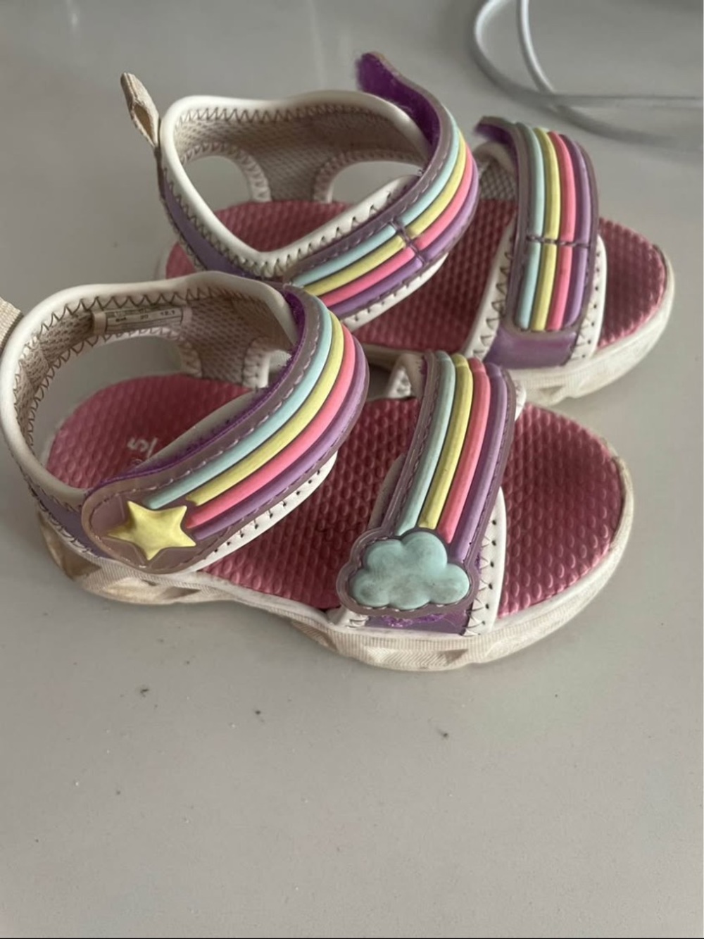 Carters Girls' Rainbow Cloud Sandals with lights - Pink - 5